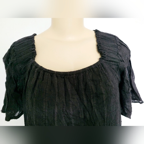 Zac&Rachel Women Top Blouse Cotton/Rayon Layered Square Neck Flowy Black 1X - Picture 14 of 16